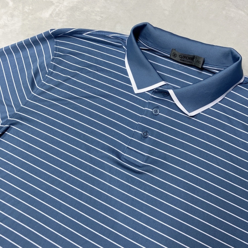 G/Fore Perforated Golf Polo Striped Slate Blue G4MS21K04 Men's Size 2XL *Read